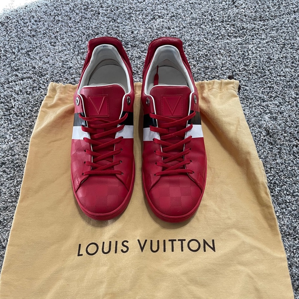 RED LOUIS VUITTON Damier Infini Frontrow Sneakers